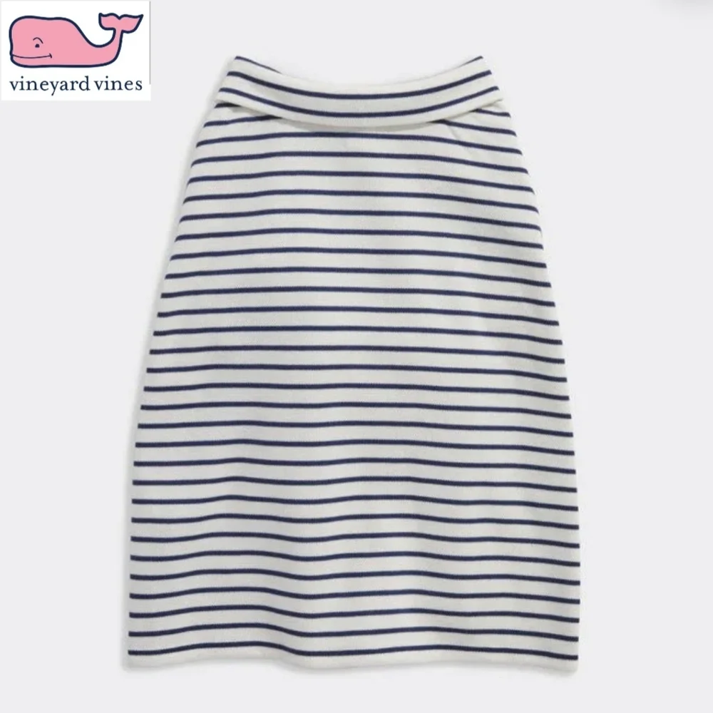 Vineyard Vines Navy Striped Cream Dog Pique Polo Shirt XXL
